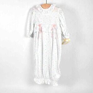 Vintage 90s NWT Little Me Baby‎ Gown Floral Lace Detail Girl One Size